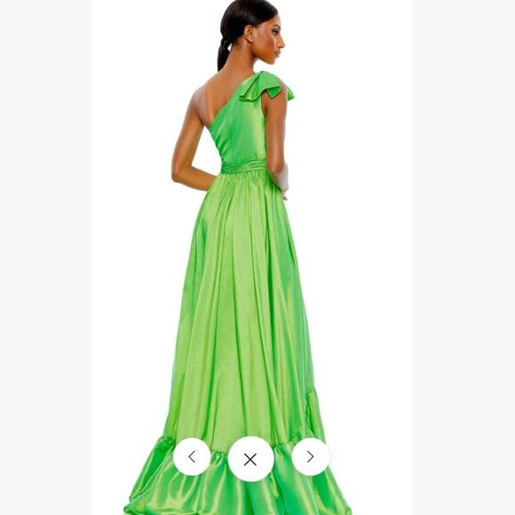 Mac Duggal Asymmetrical Bow One Sleeve Long Dress Green size 6 - Picture 2 of 14